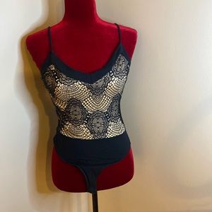 Charlotte Russe sexy lace black and nude bodysuit size small